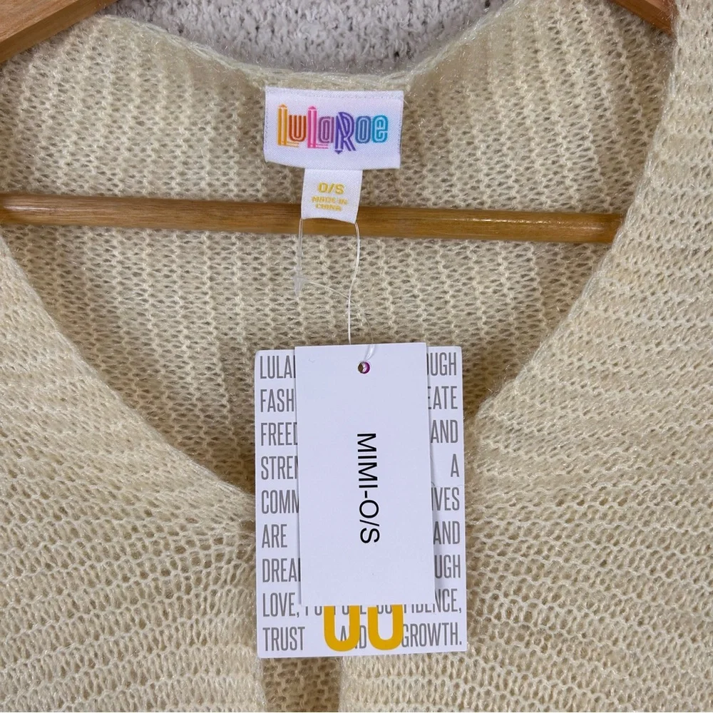 LuLaRoe Sweater Poncho Womens‎ OS Cream Button Front Knit Tassels Breathable